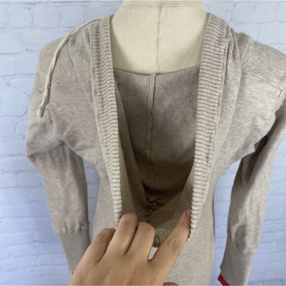 ⭐ 3/$15 Vintage Y2K Ashley Medium Tan Pink Hooded Sweatshirt With Pouch Pocket - Picture 6 of 8